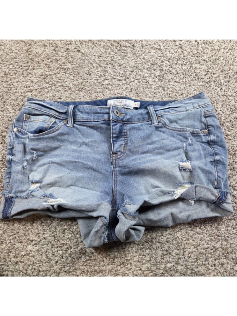 Torrid Shorts Womens 16 Dark Wash Denim Blue Jean Pride Embroidered - Picture 2 of 6